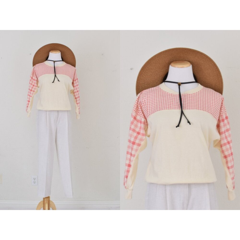 Vintage 80s Plaid Cherokee Long Sleeve Blouse‎